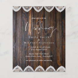 Lámina Invitaciones a la boda de encaje de madera rústica
