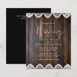 Lámina Invitaciones a la boda de encaje de madera rústica