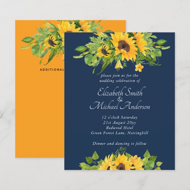 Lámina Invitaciones a la boda de la Marina de los girasol (Anverso / Reverso)