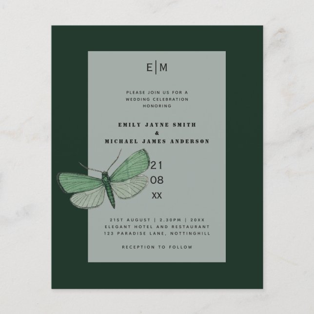 Lámina Invitaciones a la boda de la polilla verde de esme (Anverso)