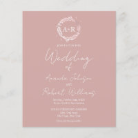 Invitaciones a la boda de monograma rosado