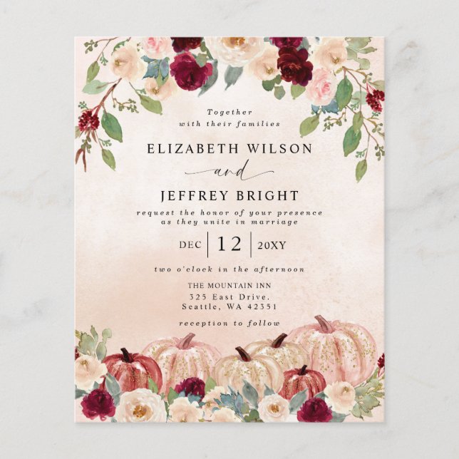 Lámina Invitaciones a la boda de otoño en el país de las  (Anverso)