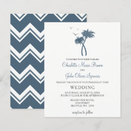 Lámina Invitaciones a la boda de palmeras tropicales Blue