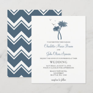 Lámina Invitaciones a la boda de palmeras tropicales Blue