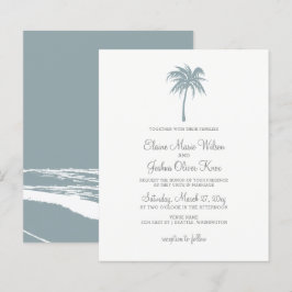 Lámina Invitaciones a la boda de un árbol de palmas azule