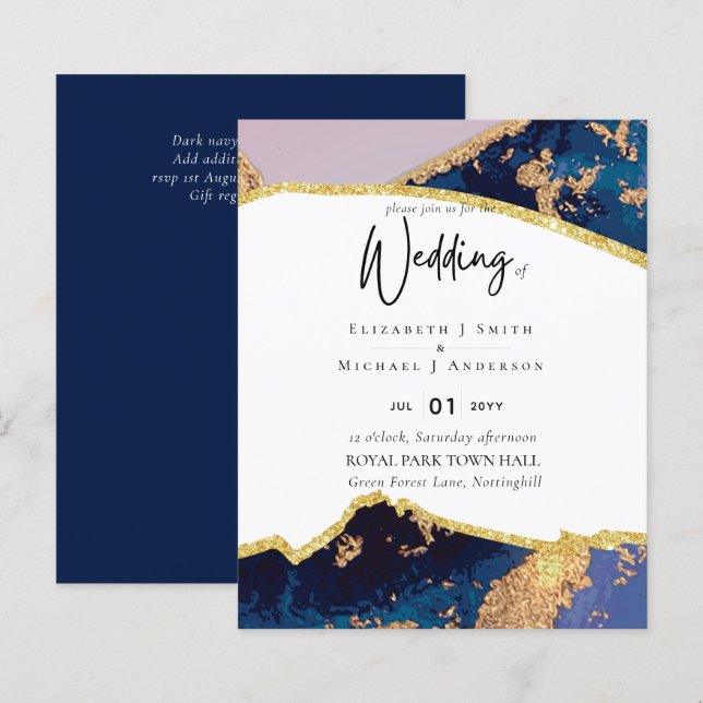 Lámina Invitaciones a la boda del Día del Oro Azul Sublim (Anverso / Reverso)