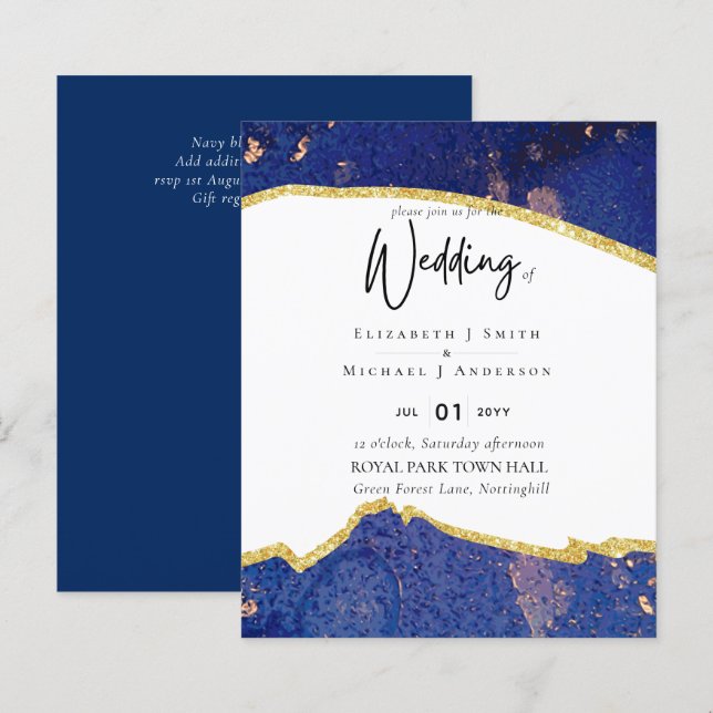 Lámina Invitaciones a la boda del Día del Oro Azul Sublim (Anverso / Reverso)