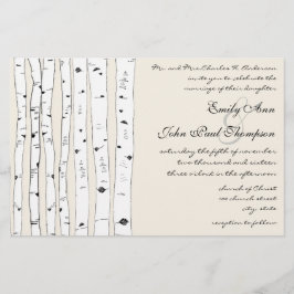 Lámina Invitaciones a la boda en árbol de marfil-birch
