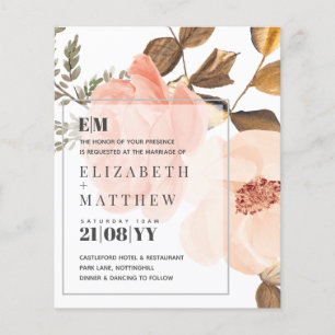 Lámina Invitaciones a la Boda Floral Coral Peach Gold Bro