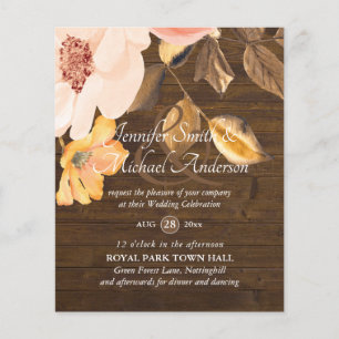 Lámina Invitaciones a la Boda Floral Coral Peach Gold Bro