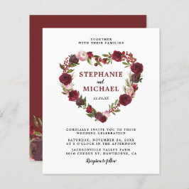 Lámina Invitaciones a la boda floral de Borgoña