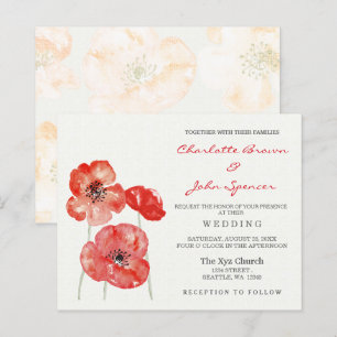Lámina Invitaciones a la boda floral de la adormidera roj
