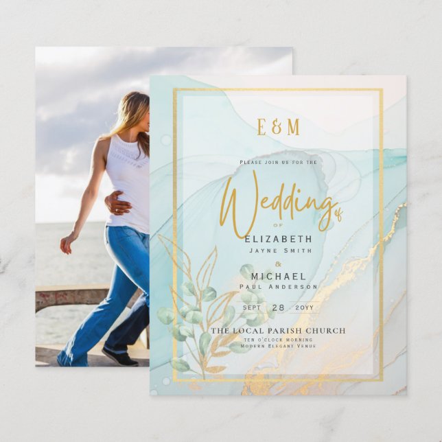 Lámina Invitaciones a la boda fotográfica Lápiz de tinta  (Anverso / Reverso)
