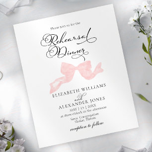 Lámina Invitaciones a la cena de ensayo Bow rosa