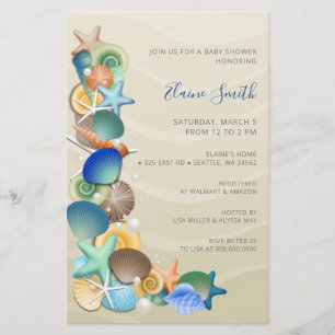 Lámina Invitaciones a la ducha de bebé en la playa de are