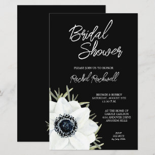 Lámina Invitaciones a la ducha de novia con flores blanca