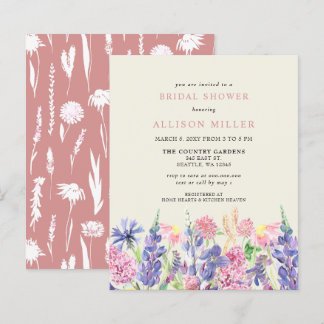 Lámina Invitaciones a la ducha de novia con flores silves