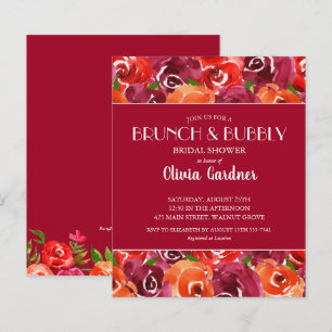 Lámina Invitaciones a la ducha de novia floral de acuarel