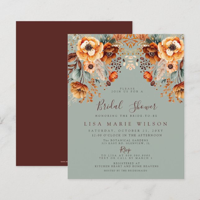 Lámina Invitaciones a la ducha de novias para la caída de (Anverso / Reverso)