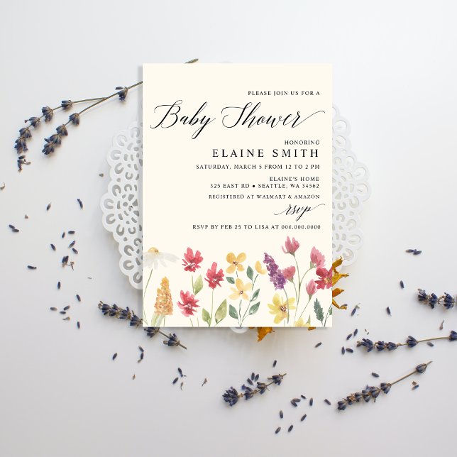 Lámina Invitaciones a la ducha para bebé de flores silves (Subido por el creador)