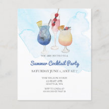 Invitaciones a la fiesta de cócteles de verano mod