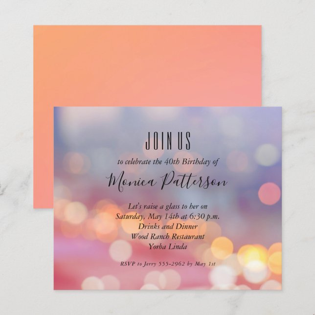 Lámina Invitaciones a la fiesta de cumpleaños de las luce (Anverso / Reverso)