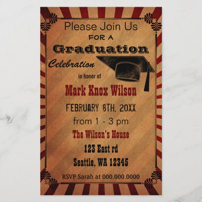 Lámina Invitaciones a la fiesta de graduación de cosecha  (Anverso)