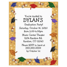 Invitaciones a la fiesta de graduación del tema de