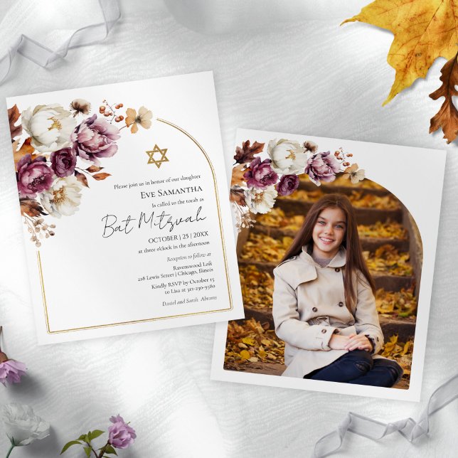 Lámina Invitaciones a la foto de Bat Mitzvah de Borgoña F (Subido por el creador)