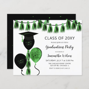 Lámina Invitaciones a la graduación de Globos Verdes Pres