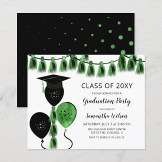 Lámina Invitaciones a la graduación de Globos Verdes Pres