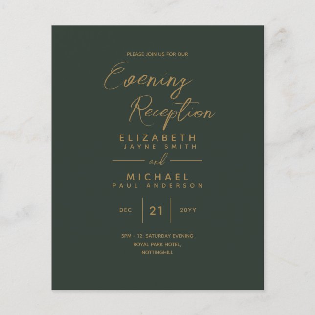 Lámina Invitaciones a la recepción por la noche Boda de O (Anverso)