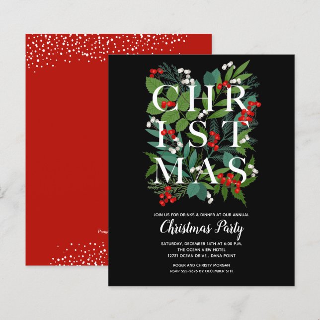 Lámina Invitaciones a la vegetación de Navidades elegante (Anverso / Reverso)