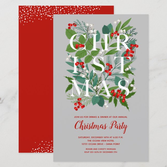 Lámina Invitaciones a la vegetación de Navidades elegante (Anverso / Reverso)