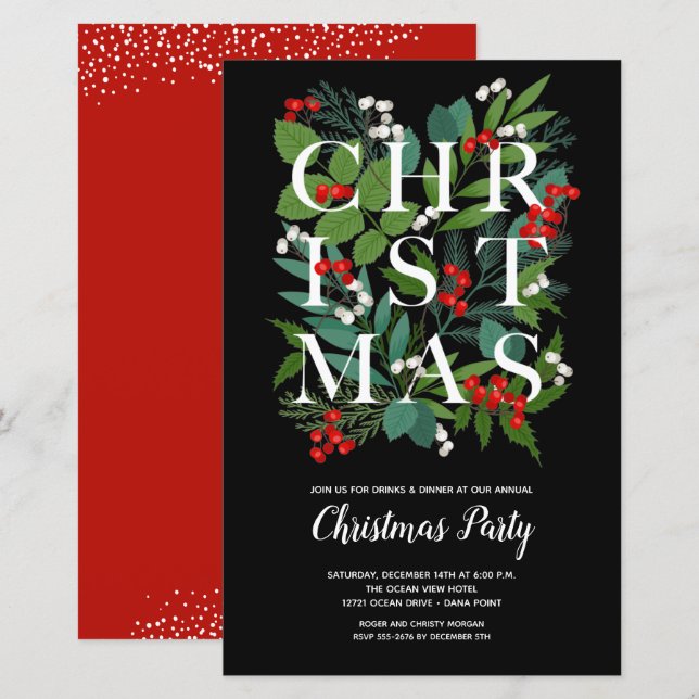 Lámina Invitaciones a la vegetación de Navidades elegante (Anverso / Reverso)