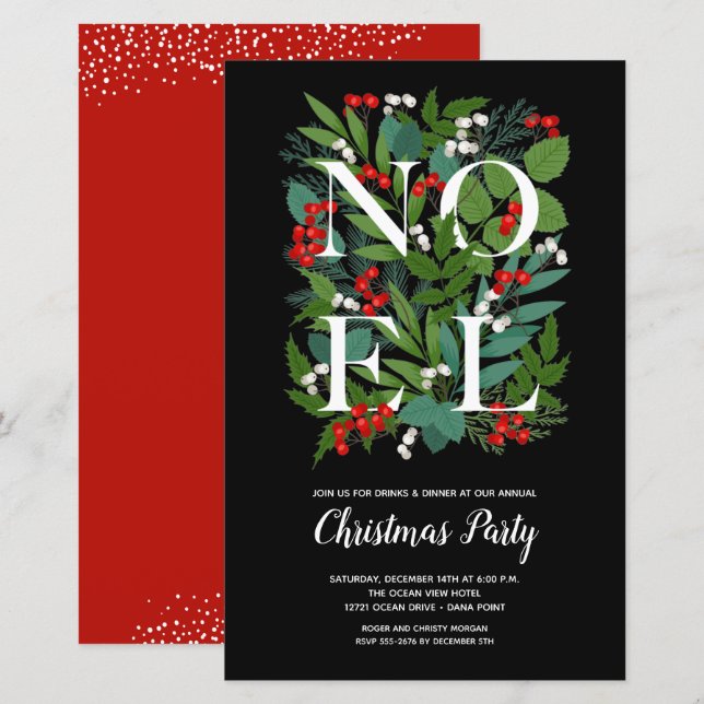 Lámina Invitaciones a la verde elegante NOEL de presupues (Anverso / Reverso)