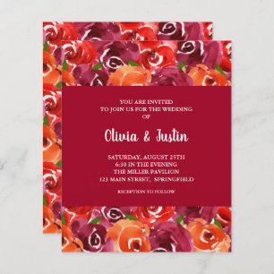 Lámina Invitaciones a matrimonio de color floral acuarela