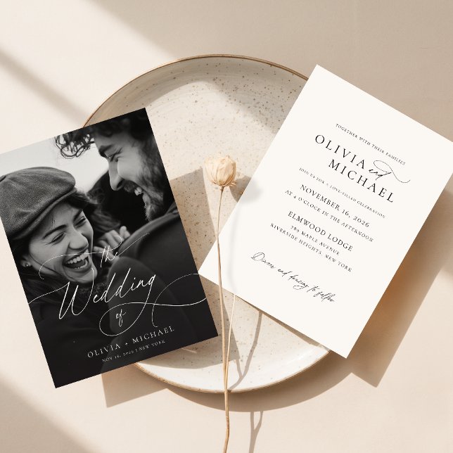 Lámina Invitaciones a matrimonio de fotos con guión elega (Subido por el creador)