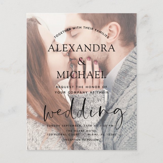 Lámina Invitaciones a matrimonio fotográfico transparente (Anverso)