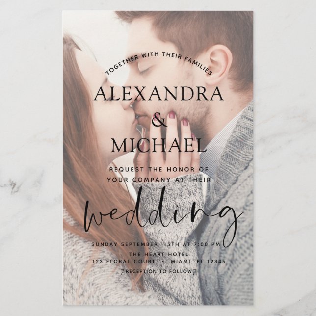 Lámina Invitaciones a matrimonio fotográfico transparente (Anverso)