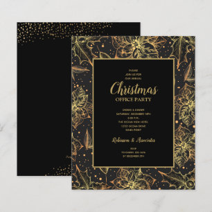 Lámina Invitaciones a Navidades de poinsettias de oro de