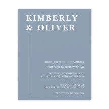 Invitaciones a una boda azul turbulenta y moderna 