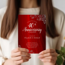 Invitaciones al 40 aniversario de Budget Ruby Red 