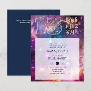 Lámina Invitaciones al moderno Galaxy Blue BAR MITZVAH