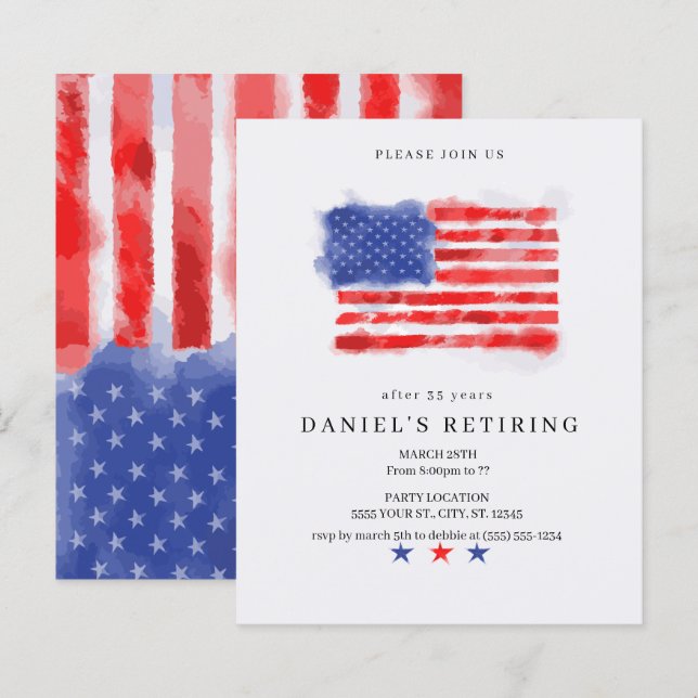 Lámina Invitaciones al retiro de la bandera norteamerican (Anverso / Reverso)