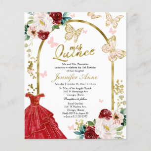 Lámina Invitaciones Bilingües Económicas Butterfly Quince
