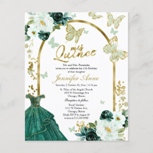 Lámina Invitaciones Bilingües Económicas Butterfly Quince