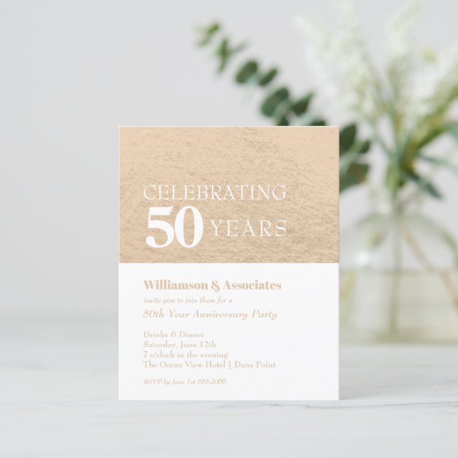 Lámina Invitaciones blancas al aniversario del negocio de (Anverso de pie)