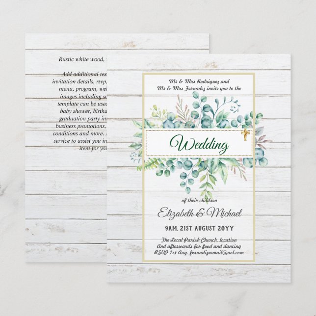 Lámina INVITACIONES CATÓLICAS DE BODA cristiano presupues (Anverso / Reverso)