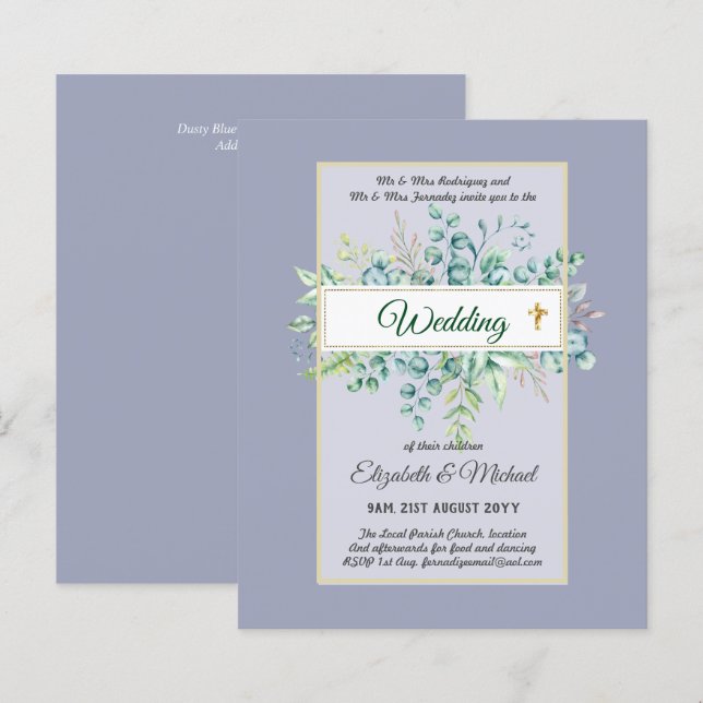 Lámina INVITACIONES CATÓLICAS DE BODA cristiano presupues (Anverso / Reverso)
